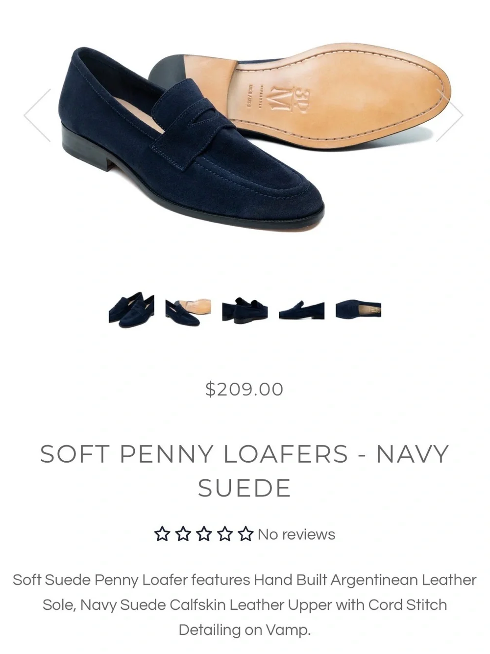 Men's Suede 3DMPenny Loafers in Navy- NWOT